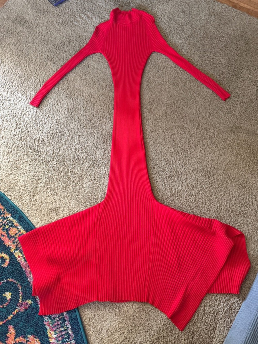AKIRA Vibrant Red Ribbed Maxi Dress